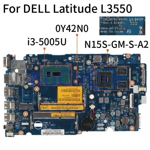 DELL Latitude 3550 L3550 I3-5005U Notebook Mainboard CN-0Y42N0 0Y42N0 LA-D072P SR244