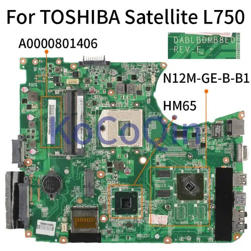 Motherboard TOSHIBA Satellite L750 L755 HM65 Notebook Mainboard A0000801406 DA0BLEMB6E0