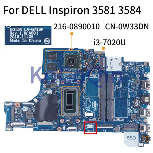 S23e1c45c373e4905bcc1b141c7f27d5ce_500x500 DELL Inspiron 3481 3581 3584 3781 i3-7020U Notebook Mainboard EDI5K LA-G713P - Image 1