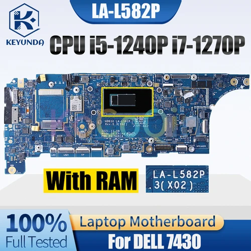 HDB50 LA-L582P DELL 7430 Notebook Mainboard i5-1240P i7-1270P With RAM 08WCR9