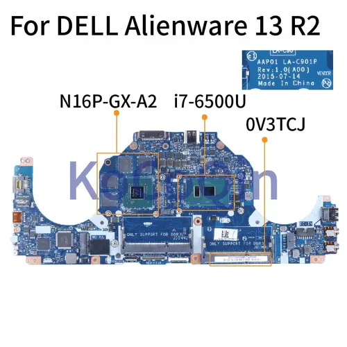 DELL Alienware 13 R2 i7-6500U Mainboard CN-0V3TCJ 0V3TCJ LA-C901P SR2EZ