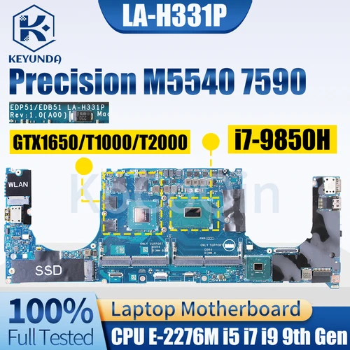 Dell Precision M5540 Notebook Mainboard LA-H331P 0DJD5G 0HCR3F