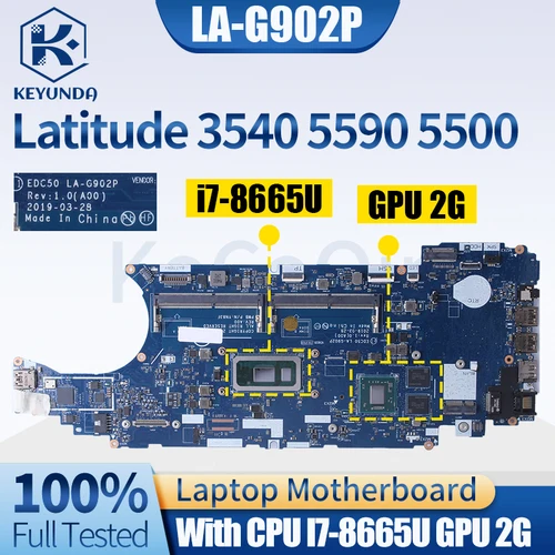 Dell Latitude 3540 5590 5500 Notebook Mainboard LA-G902P 0JRV4K 0VM2Y4 I7-8665U