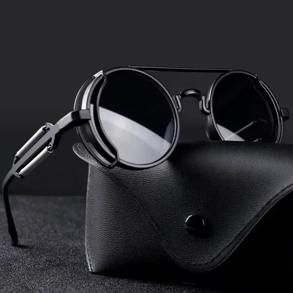 Punk Round Frame Sunglasses Men Women Small Size