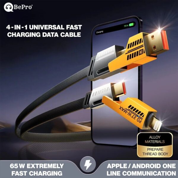 Multifunctional Mecha 4 in 1 Fast Charging 65watt PD Cable
