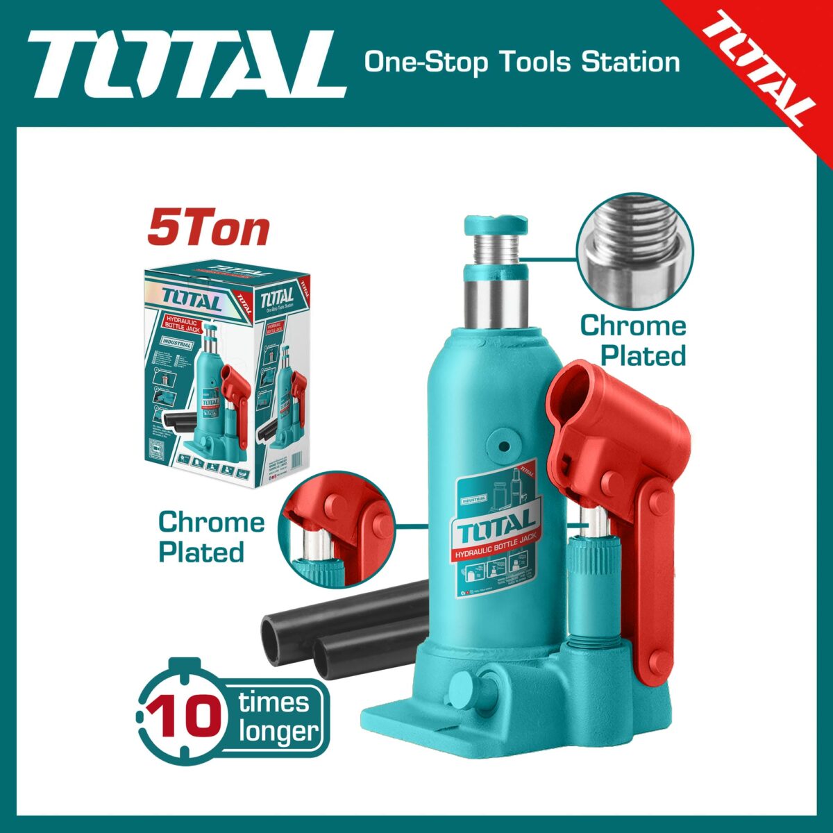 TOTAL Hydraulic Bottle Jack (LIFETIME 10 TIMES LONGER) THT109054