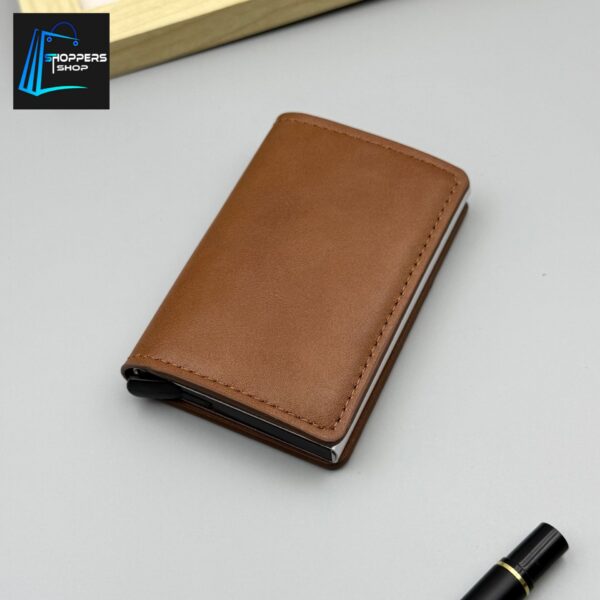 Minimalist Light Brown Slim RFID Wallet   Unbuttoned | Auto