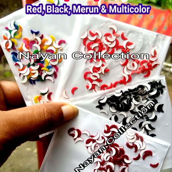 Moon Shape Tip Bindi Combo (Red Black Merun Multicolor)