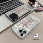 Trendy Brand Cool English Graffiti Cute Smiley Couple Case Compatible for IPhone 16 15 13 14 11 12 Pro Max 7Plus 15 14 16 8 7 Plus XR X XS Max SE 2020 Luxury Plated Metal Lens Case Bangladesh (New)