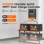 PowMr 25A35A45A MPPT Solar Charger Controller 12V 24V With Blacklight