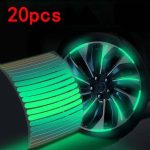 20pcs Car Wheel Hub Reflective Sticker Tire Rim Reflective Strips Luminous for Night Driving Car Bike Motorcycle Wheel Sticker Bangladesh (New)