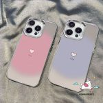 Simple Couples Luxury Plating Metal Lens Case Compatible for IPhone 7Plus 12 15 14 11 13 Pro Max XR 6S 7 8 6 5 Plus XS Max X SE 2020 Cartoon Trendy Pink Purple Cute Love Heart Case Bangladesh (New)
