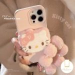 Trendy 3D DIY Doll Cartoon Plush Hello Kitty Bracelet Cute Kitty Bow Knot Cartoon Kitten Creative Funny Phone Accessories DIY Lovely Little Kitty Cat Accessories Bangladesh (New)