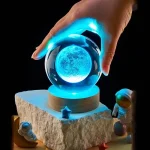 3D Crystal Lights Lamp RGB Glowing Moon Night Light Crystal Ball Bedside Home Decor Bangladesh (New)