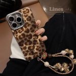【Get One Free Bracelet】Olige Case For iPhone 7 8 11 12 13 14 15 16 Pro Max 7 8 14 15 16 Plus New high-level sense of glitter fine hole sweet retro chic style leopard print Phone Case Back Cover Bangladesh (New)
