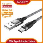 CASIFY G1 120W 6A Micro Usb Cable Type B Cable Fast Charging Cabe Micro USB 120W Cable Data Cable Metal Type B Cable Nylon Braided Type B Cable 120W 1M Bangladesh (New)