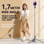 5.7 Feet / 1.7 Meter Long 4 in 1 Selfie Stick Foldable Portable Wireless Selfie Stick with LED Fill Light & Bluetooth Remote Control Shutter DSLR Go Pro Camera Ringlight Camera Mount - Tripod Bangladesh (New)