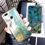 Xiaomi Mi A1 Case Marble Grain Hard Tempered Glass Protective Back Cover