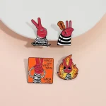 Humor Comedy Anime Movies Character Enamel Pins Cartoon Red Eared Rabbit Brooch Backpack Lapel Badge Jewelry for Friend Gifts Bangladesh (New)