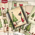 20pcs Christmas Greeting Cards Creative Animal Word Message Card DIY Postcard Gift New Year Decor Greeting Party Invitation Card Bangladesh (New)