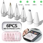 6PCS Replacement Pencil Tips for Apple Pencil Pro/ 2nd Gen/ 1st Gen/USB C Smooth Writing Drawing for iPad Pro Pen Nibs Set Bangladesh (New)