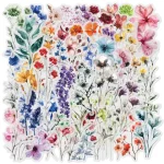 50Pcs Ink Flower Stickers DIY Phone Case Material Handbook Water Cup Plant Transparent PET Stickers Bangladesh (New)