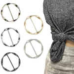 2PCS Scarf Clips and Ring T Shirt Clip for Women Fashion Metal Circle Buckle Clothing Ring Wrap Holders Clothes Hat Belt Decor Bangladesh (New)