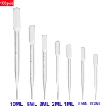 100PCS 0.2 /0.5 /1 /2 /3 /5 /10mL Laboratory Pipette Plastic Disposable Graduated Container Liquid Dropper Equipment Straw Bangladesh (New)