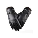 Winter Fashion Black PU Leather Gloves Male Thin Style Driving Leather Men Gloves Non-Slip Full Fingers Palm Touchscreen Bangladesh (New)