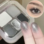 5-Color Punk Smokey Eye Makeup Eyeshadow Palette Silvery White Cement Gray Dark Black Matte & Shimmer Lasting Party Makeup Bangladesh (New)