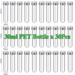 30PCS Lab 30ml PET Test Tube Bottle Transparent Cylindrical Plastic Refillable Bottle For Mask Candy Data Line 25*110mm Bangladesh (New)