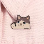 Thumb Up Crying Cat Enamel Pin Kawaii Humorous Animal Brooch Lapel Backpack Badge Funny Jewelry Gifts For Cat Lovers Friends Bangladesh (New)