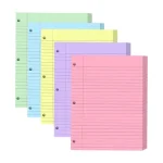 3-Hole Loose-Leaf Paper, Colorful Office 3-Ring Binder Filling Paper, Horizontal Line Inner Pages Suitable for School and Office, Size 8x10.5inch, Five Colors Bangladesh (New)