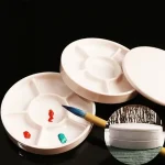 Imitation Porcelain Round Palette with Lid Acrylic Watercolor Painting Multifunctional White Paint Tray Artist Supplies Bangladesh (New)
