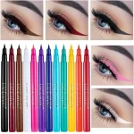 Waterproof 12 Color Liquid Eyeliner Pencil DIY Paintings Eyeliner Easy To Wear Colorful White Yellow Blue Eye Liner Pen Makeup Bangladesh (New)