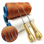 Leather Sewing Kit DIY Leather Sewing Awl Needle With Copper Handle Set Leather Canvas Tent Shoes Repairing Tool W/Nylon Thread Bangladesh (New)