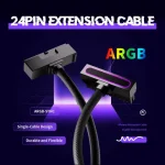 AIJS ATX 24PIN Extension Cable, ARGB PC Cable with 5V 3Pin,18AWG 90 Degree Right-Angle Design Male-to-Female Connectors for PC M Bangladesh (New)