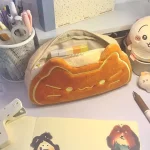 Ins Style Cartoon Pen Case Cute Caramel Cat Pen Bag Large Capacity Lovely Plush Animal Pencil Organizer Case School Supplies 1pc Bangladesh (New)