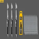 Deli 9mm Black Utility Knife 30 Degree Sharp Carbon Steel Snap Off Sk5 Blades Auto-Locking Design Knifes for Home Office Bangladesh (New)