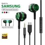 Type C Wired Headphones HiFi Stereo Volume Control Headset With HD Mic 3.5mm Earphones For Samsung Galaxy iPhone 17 16 Earbud Bangladesh (New)