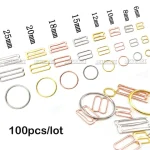 100pcs 6mm~25mm Metal Bra Rings and Sliders Strap Adjusters buckles Underwear Sliders Rings Clips For Lingerie Adjustment Bangladesh (New)
