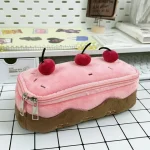 Cute Pencil Bag Plush Cherry Cake Pencil Case Large Capacity Student Stationery Storage for Girls Kids Back to School Gift Bangladesh (New)