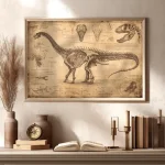 Vintage Dinosaur Skeleton Science Anatomy Diagram Art Posters Tyrannosaurus Rex Anatomy Diagram Canvas Painting Library Decor Bangladesh (New)