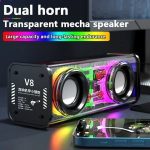 V8 Transparent RGB Light Bluetooth 5.0 Portable Wireless Speaker Bangladesh (New)