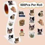 100-500PCS Funny Stickers Cat Cartoon Roll Stickers Animal Packaging Stickers Photocard decor Pack Lables Bangladesh (New)