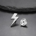 Fashion Lightning Shape Metal Pins Stainless Steel Brooches for Women Men Suit Accessories Lapel Badge Jewelry New Year Gifts Bangladesh (New)