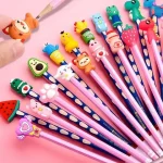 10pcs Cute Cartoon Pencil Cap Silicone Neutral Pen Cover School Students Supplies Soft Rubber Pencil Protector Bangladesh (New)