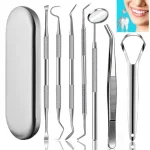 Dental Tools,Stainless Steel Teeth Cleaning Kit,Dental Pick Probe Tongue Scraper Tooth Scraper Plaque Tartar Cleaner Hygiene Kit Bangladesh (New)