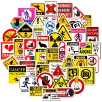Warning Signs Stickers [50pcs] Bans Cautions Directions Stickers for Helmet Water Bottle Laptop Phone Skateboard Travel Bangladesh (New)