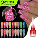 AS 15ml Neon Reflective Glitter Gel Nail Polish Super Flash Sparkling Semi Permanent UV/LED Painting Gel Polish Bangladesh (New)